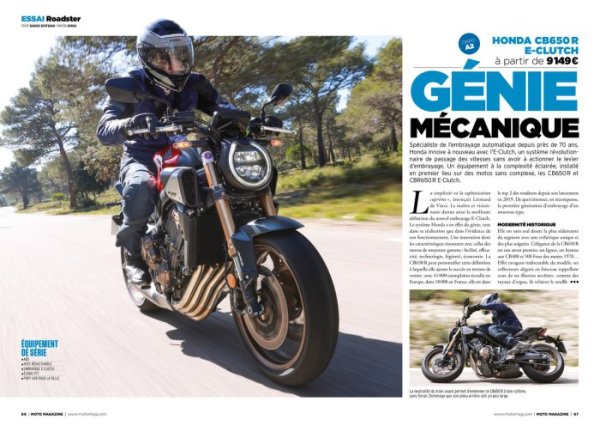 Moto Magazine 408 essai honda CB650R E-clutch {JPEG}