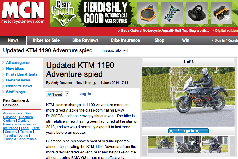 Vers une évolution de la KTM 1190 Adventure en (...)