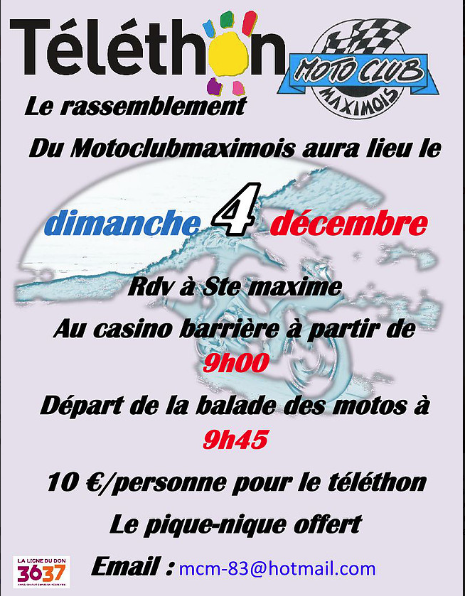 Téléthon 2016 : balade moto à Sainte-Maxime (83)