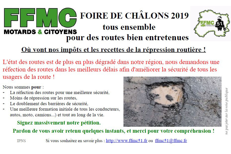 Opération de la FFMC51 sur la foire de Châlons-en-Champagne